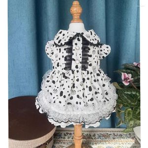 Dog Apparel Simple Black White Print Pet Clothe Classic Cotton Handmade Lolita Korean Lace Princess Dress For Small Medium Yorkshire