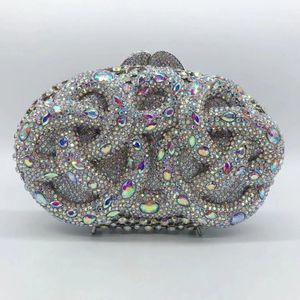 XIYUAN AB Silber Strass Kristall Kupplung Luxus Damen Abend Hochzeit Party Kupplungen Weibliche Handtaschen Kleine Telefon Fall Taschen 240130