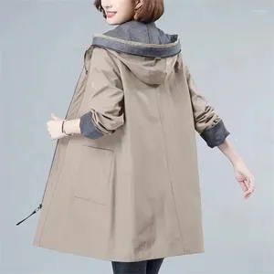 여성용 재킷 2024 스프링 재킷 긴 소매 오버 코트 캐주얼 느슨한 기본 코트 후드 브레이커 암컷 아웃복 6xl