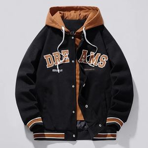 Högkvalitativ varsity Baseball Uniform Jacket Mens Autumn Trendy Brand AllMatch Student Hooded Plus Size Coats Women 240130