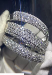 Bringling New Orvrival Luxury Biżuteria 925 Sterling Srebrna Napełnienie Biała Sapphire CZ Diamond Women Wedding Bangle Palce Bransoletka 4763464