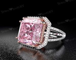 HBP moda lusso temperamento dritto lady039s grande anello quadrato ROSA artiglio intarsiato con separazione colore elettrico diamante 5134433