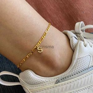 Anklets Tiny A-Z Initial Letter Anklets For Women Stainless Steel Gold Color Alphabet Cuban Link Anklet Bracelet Boho Jewelry Gifts YQ240208