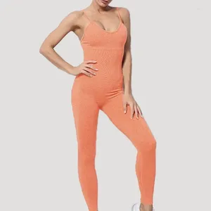 Kvinnors byxor Elegant Slim Sexy Tank Top och Jumpsuit Kvinnor mode sportiga högmästare solid yoga casual fitness träning byxor 30157