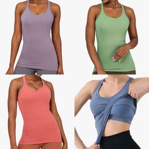 Ebb womens bra LU Sleeveless Street Tank Tops Yoga Women Vest with Padded Bra Workout Fitness Athletic LL Sport T-shirt