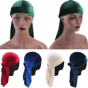 Berets Unisex Long Men Women Velvet Breathable Bandana Hat Durag Do Doo Du Rag Tail Headwrap Chemo Cap Bonnet Wrap Headwear