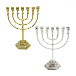 Candle Holders Hanukkah Menorah Stand Alloy Candelabrum Modern 7 Headed Holder Dropship