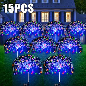 Luci da percorso a LED solari Lampada da giardino solare impermeabile per esterni Decorazione da giardino Fuochi d'artificio Fata Lampada da giardino solare per patio Passerella