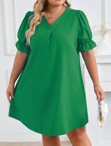 Vestidos casuais vestido feminino 2024 primavera verão roupas minimalista com decote em v manga curta cor sólida solta reta