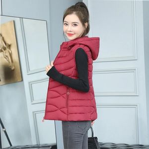 Woman Vest Autumn Winter Warm Down Cotton Vests Female Thick Removable Hooded Waistcoat Women's Sleeveless Jacket Vest Coat 240125