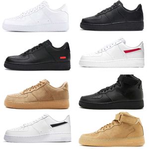 Trenerzy 1 1S 07 Klasyczne buty sportowe mężczyźni kobiety jeżdżą na deskorolce Triple High Outdoor Low Forces Designer Biała czarna pszenica Airs Oryginalne trampki do joggingu S16