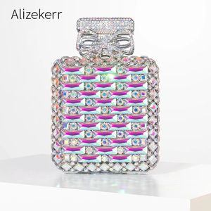 Alizekerr Perfume Bottle Crystal Evening Bags Women Luxury Gorgeous Handmade Metal Rhinestone Purses And Handbags Wedding Party 240130