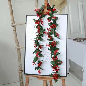 Decorative Flowers 1.8M Christmas Red Fruit Cane Artificial Plant Holiday Party Decoration Wedding Tree Fake