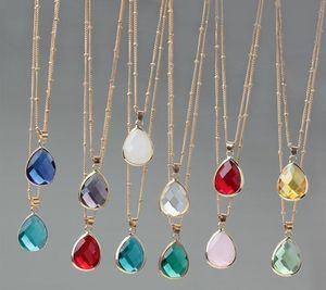 12 kolorów Birthstone Natural Stone Water Drop Naszyjnik Druzy Quartz Gem Stone Kryształ DIY Naszyjnik Kobiet Jewelry 4553182