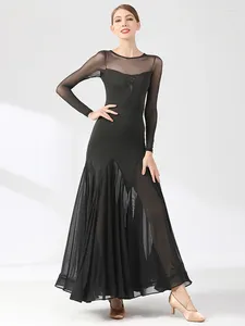 Сценическая одежда, платья для бальных танцев для женщин, стильная стандартная юбка для танго, вальса, черное платье для соревнований для взрослых