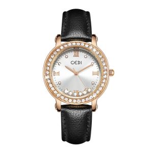 Feminino simples rolamento strass luz moda luxo alto sentido cinto à prova dwaterproof água relógio de quartzo presentes