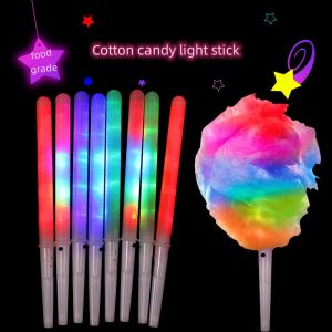 1000st Party Lights Jullekorationer Led Light Up Cotton Candy Cones Colorful Glowing Marshmallow Sticks ogenomträngliga färgglada glödpinne