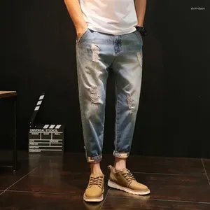 Erkek kot pantolonlar erkekler için açık mavi delikli konik erkek kovboy pantolon yırtılmış yırtılmış y 2k vintage sonbahar giyim denim y2k