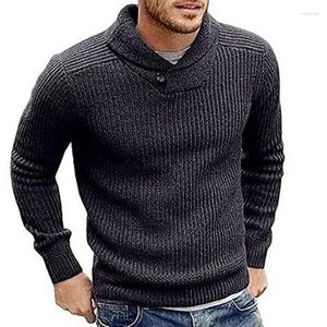 Camisolas masculinas Cowl Neck Camisola de malha Homens Pulôver Mens Manga Longa Inverno Sueter Hombre Estilo Coreano Slim Fit Masculino Pull Homme