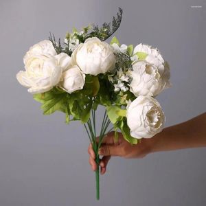 Decorative Flowers Artificial Flower Set With Plant Accessories High-quality European Style Peony Bouquets For Diy Art Craft Wedding