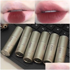 Lip Gloss 6 Colors Red Brown Makeup Waterproof Non-Stick Cup Veet Mud Nude Lasting Liquid Lipstick Lips Korean Cosmetics Drop Delivery Otjjl