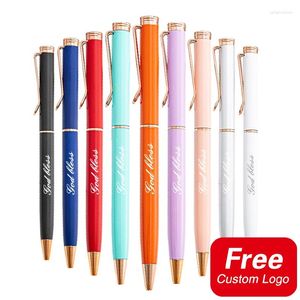 20Pcs Custom Logo Metal Ballpoint Pens Personalized Engraved With Name Advertising Gifts Office Accessories Stationery Wholesale