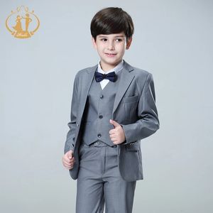 Nimble Spring Autumn Formal Boy Suit for Weddings Children Party Host Costume Wholesale Clothing 3PcsSet Blazer Vest Pants 240130