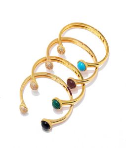 2020 fashion charm jewelry 18k gold plated natural agate bracelet Colorful natural Stone bracelets bangle for women2690770