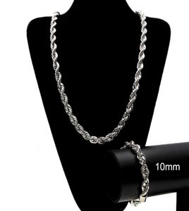 Conjuntos de jóias hiphop alta corrente polida corrente hip hop corda colar pulseiras masculino estilo na moda ouro prata 6mm 10mm zhl23165697548