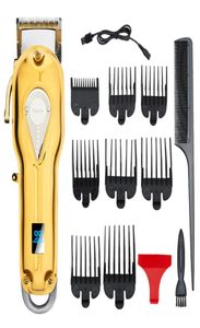 Alall Metal Haircut Clippers 2500mAh Alloy Cordless Justerbar längd Stål Blad Electric Barber USB Laddning Hårklippare1850444