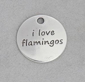 Fashion Alloy Round I Love Unicorns I Love Flamingos Message Pendant Charms For Kids 50pcs 21mm AAC18901495241