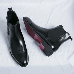 Buty Chelsea dla mężczyzn czerwona podeszwa pu kostki okrągłe palce slipon męskie buty rozmiar 3846 mężczyzn buty 240126