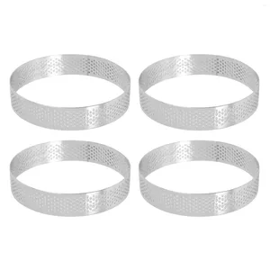 Bakeware Tools 4 PCS Circular Porous Tart Ring Bottom Tower Pie Cake Cake Baking Heat-resistent Perforated Mousse 10cm