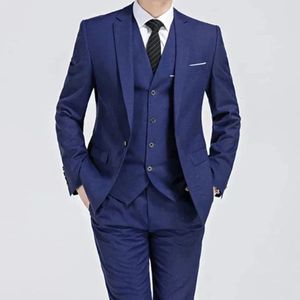2024 Fashion Men's Leisure Boutique Solid Color Business Slim Fit Groom Suit Three Piece Set Blazers Jacket Pants Vest 240122