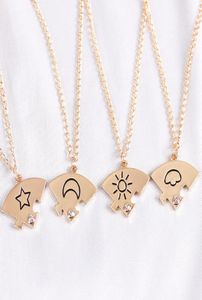 4 -stycken Set Friend Friendship Necklace Sun Moon Cloud och Star Inlaid Rhinestone Stitching BFF Pendant Fashion Jewelry Gift2360595