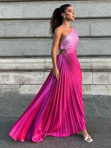 Повседневные платья Tie Dye с диагональным воротником, плиссированные для женщин, шикарные платья с открытыми плечами и вырезами, градиент, открытая спина, Vestidos 2024, женские элегантные халаты