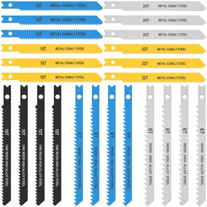 24pcs Jig Saw Blade Ustaw wysokie stali węglowe Różne ostrza z ostrym narzędziem do obróbki drewna drewna ostrego U-Shank