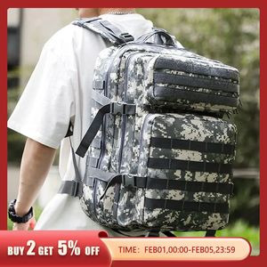 Men Army Military Tactical Backpack 900D Polyester 45L 3P Softback Outdoor Waterproof Rucksack Hiking Camping Hunting Bags 240202