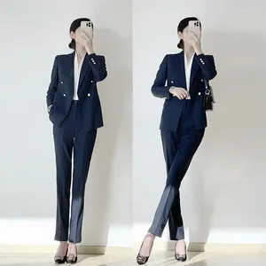 Kvinnors tvåstycksbyxor Spring Autumn Professional Suit Pant Set Summer Thin Coat Advanced Interview Formal 2 Set Business Blazer Jacket