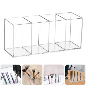 Uchwyt pędzla pędzla makijażu pudełka do przechowywania kontenera kontenera kompaktu na kompartowanie Clear Divided Desk Acryl Organizer Case 240125