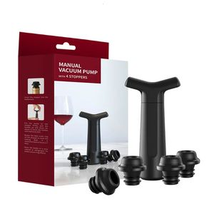 Wino Saver Pump Pump Pump Manual Wine Stoppers z 4 wielokrotnym użyciem butelki do wina Uszczelniacz utrzymuje wino świeżo do 7 dni 240131