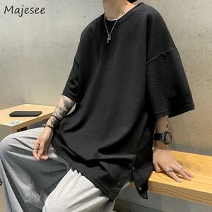 S-5XL t-shirts homens fino baggy fenda lateral moda verão macio unisex camisetas roupas bonito minimalista adolescentes legal hip hop camisetas 240126