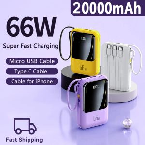 20000MAH Power Bank 66W Super Fast Charging PD 20W Portable Extern Battery Powerbank för iPhone Samsung Huawei Xiaomi