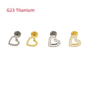 16pcs G23 Heart Lip Stud Labret Ring Ear Tragus Crystal Zircon Clear Gem Piercing Jewelry Helix Daith Earrings 240130