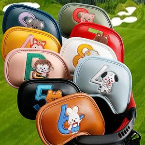 9/10Pcs Portable PU Golf Club Iron Head Covers Protector Golfs Head Cover Set Golf Accessories Golf Putter Cover Golf Headcover 240127