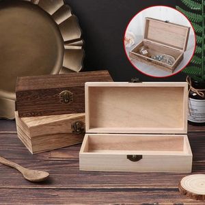 Bottiglie Scatola portaoggetti in legno retrò Legno semplice con coperchio Scatole a cerniera multifunzione Confezione regalo Custodia per gioielli Articoli vari per la casa