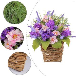 Flores decorativas roxas simulação cesta de flores dia das mães vegetação em pote grinalda lavanda pendurado planta porta decoração para casa