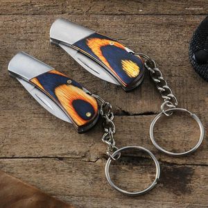 Keychains Portable KeyChain Folding Mini Knife Rostfritt stål utomhus camping Pocket Keyring Unisex Car Nyckel Tillbehörsverktyg