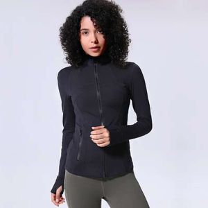 Women's Yoga Long Sleeves Jacket Solid Color Nude Sports Shaping Waist Tight Fitness Loose Jogging Sportswear Lululemens Women 134