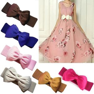 Belts Female Wide Elastic Suede Waistband Bow Tie Buckle Belt Fashion Women Stretch Waist Band Girls Sweater Coat Clothes Accessories